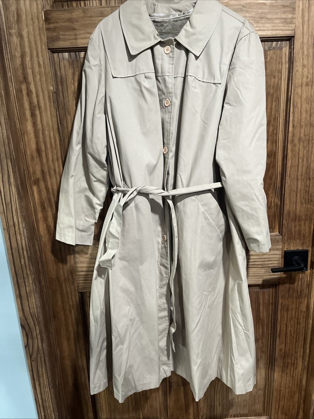 All Weather Coat Button Down Front Khaki Tan Trench Coat With Liner Vintage